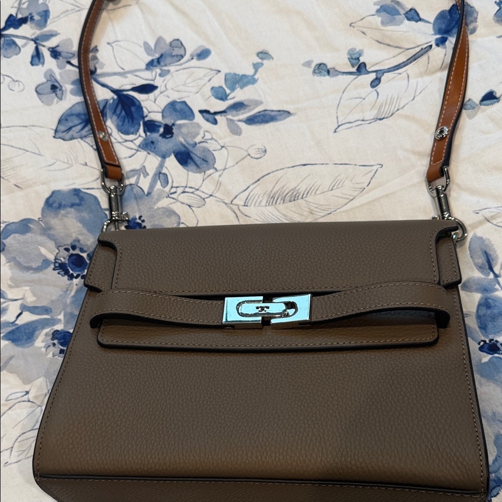 Tory Burch Brown Lee Radiwill Taupe Shoulder Bag